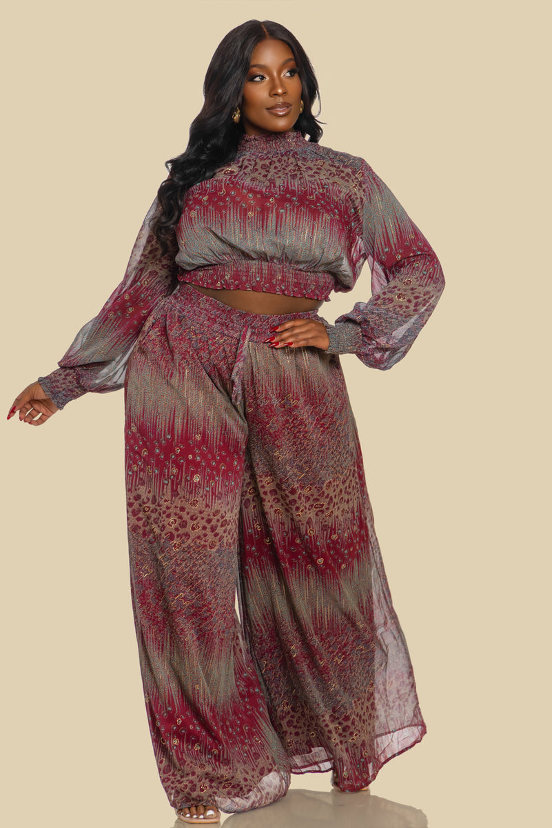 Smocking Set PLUS SMOCKING TOP WITH WIDE PANTS SET – The Sang Clothing